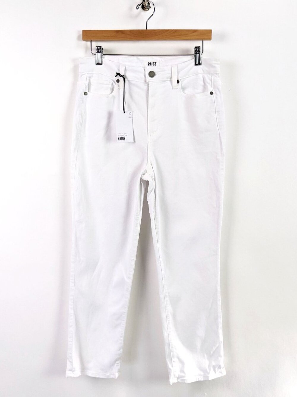 Paige Womens Jacqueline Crop Jeans Stretch Denim in Optic White Size 30 - Picture 2 of 8